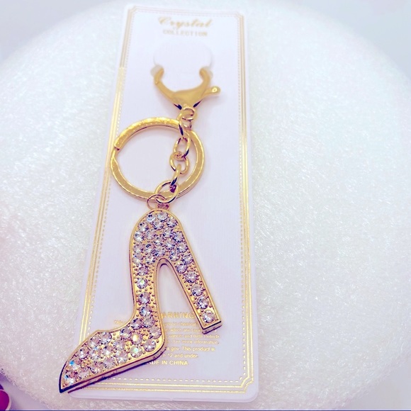 Key Chain Purse Charm Stilletto Crystals set in Golden tone. VERY BRILLI… - Picture 4 of 6